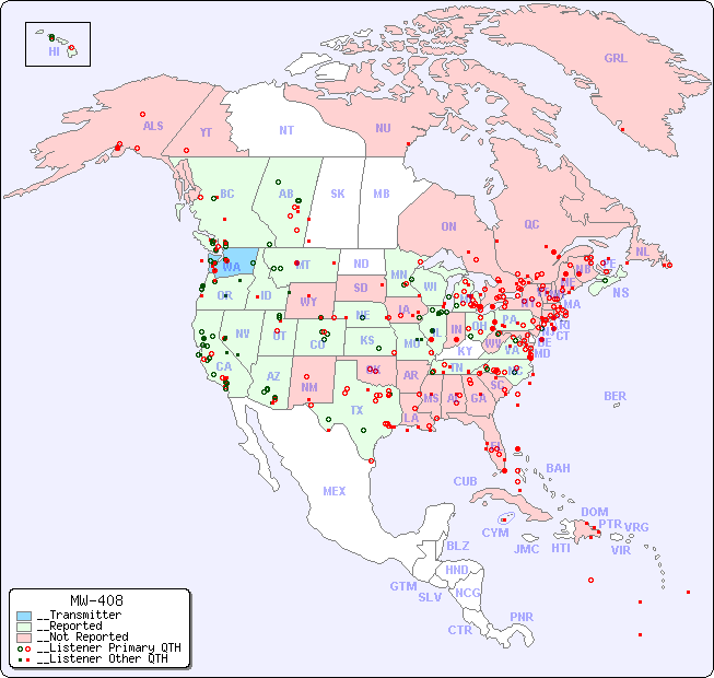 __North American Reception Map for MW-408