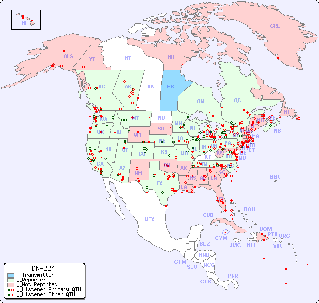 __North American Reception Map for DN-224