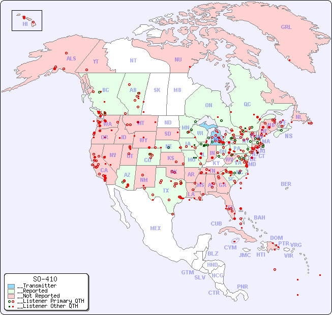 __North American Reception Map for SO-410