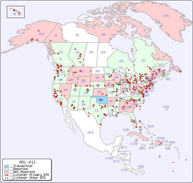 __North American Reception Map for HDL-411