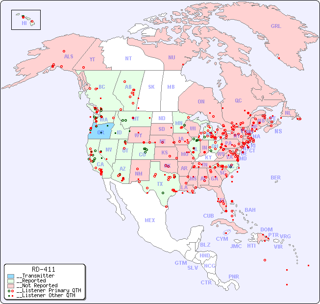 __North American Reception Map for RD-411