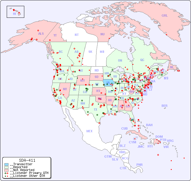 __North American Reception Map for SDA-411