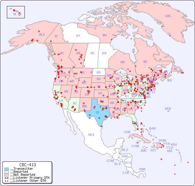 __North American Reception Map for CBC-413