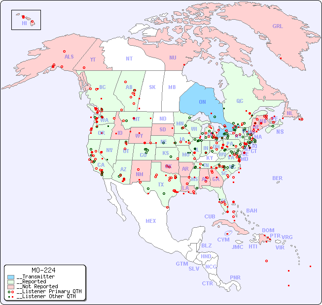__North American Reception Map for MO-224