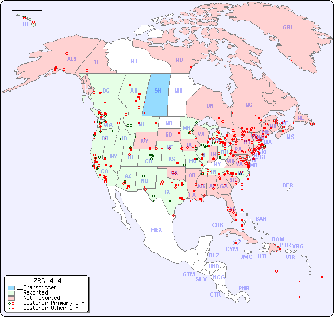__North American Reception Map for ZRG-414