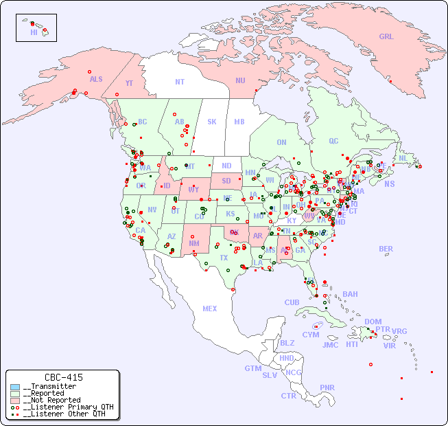 __North American Reception Map for CBC-415