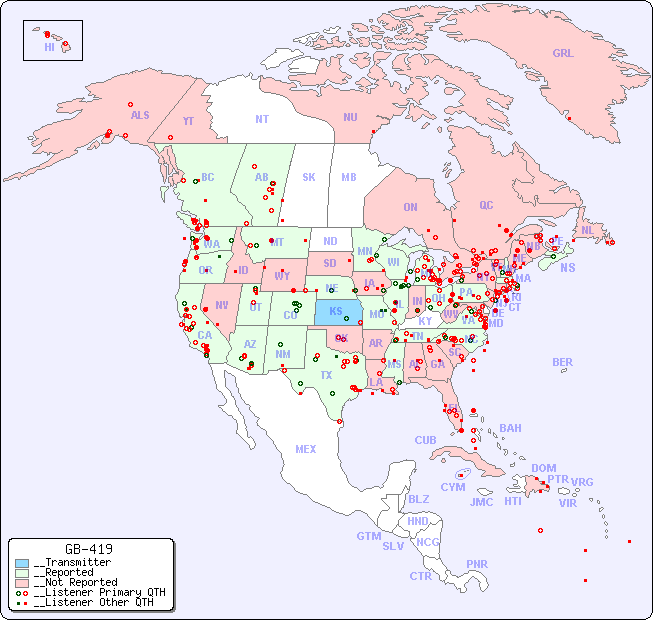 __North American Reception Map for GB-419