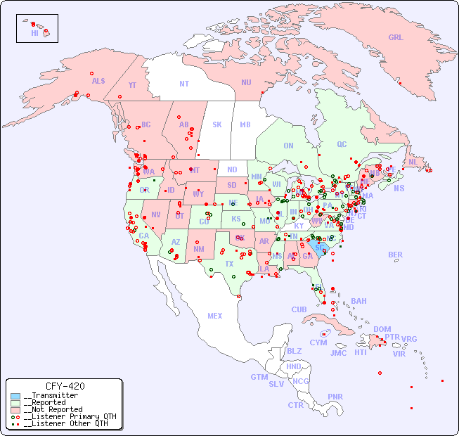 __North American Reception Map for CFY-420
