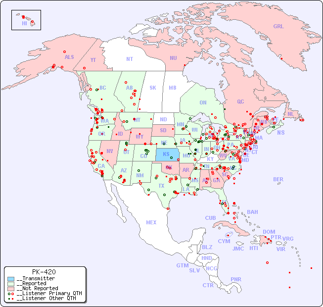 __North American Reception Map for PK-420