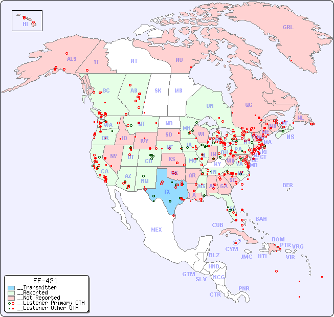 __North American Reception Map for EF-421