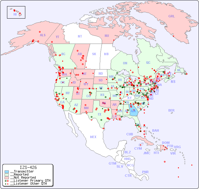 __North American Reception Map for IZS-426