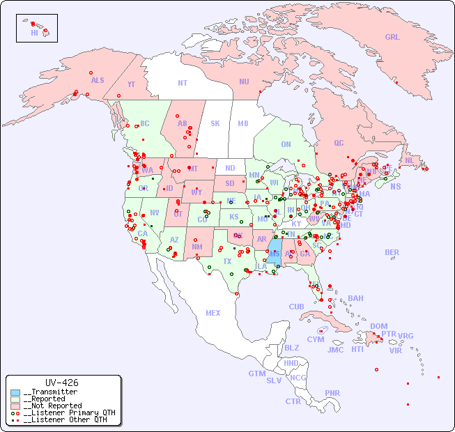 __North American Reception Map for UV-426