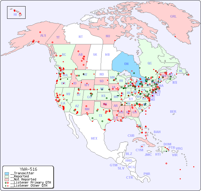 __North American Reception Map for YWA-516