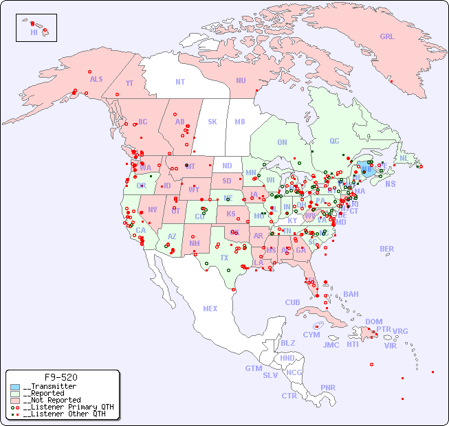 __North American Reception Map for F9-520