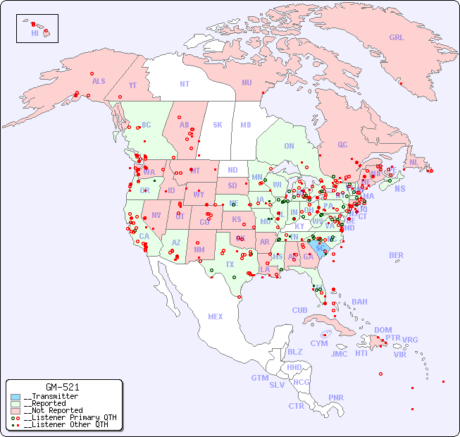 __North American Reception Map for GM-521
