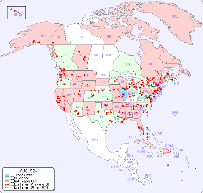 __North American Reception Map for AJG-524