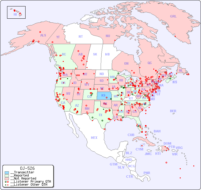 __North American Reception Map for OJ-526