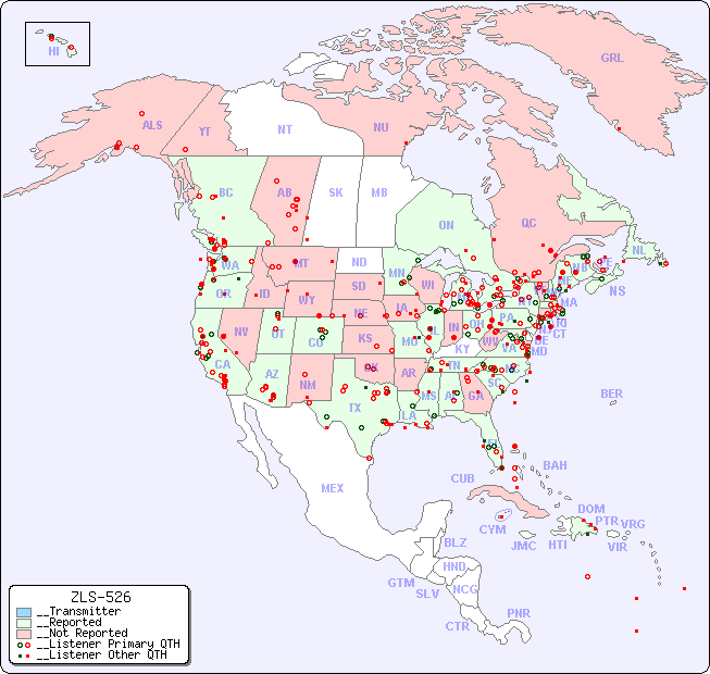 __North American Reception Map for ZLS-526