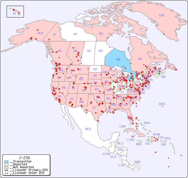 __North American Reception Map for J-236
