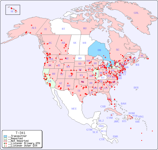 __North American Reception Map for T-341