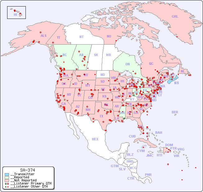 __North American Reception Map for SA-374