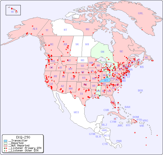 __North American Reception Map for EKQ-290