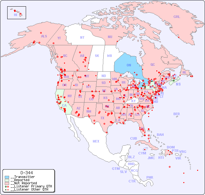 __North American Reception Map for O-344