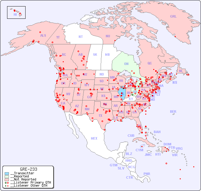 __North American Reception Map for GRE-233
