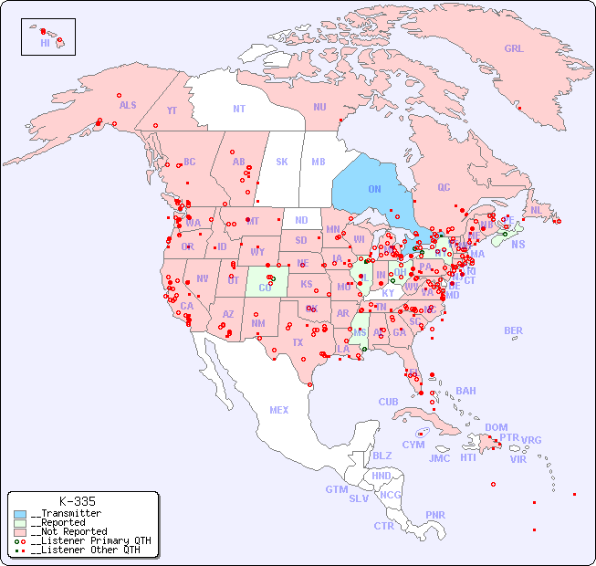 __North American Reception Map for K-335