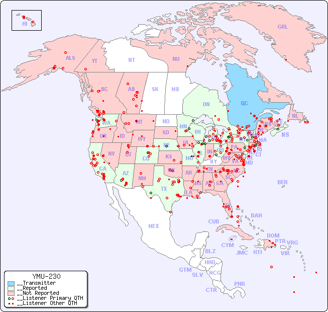 __North American Reception Map for YMU-230