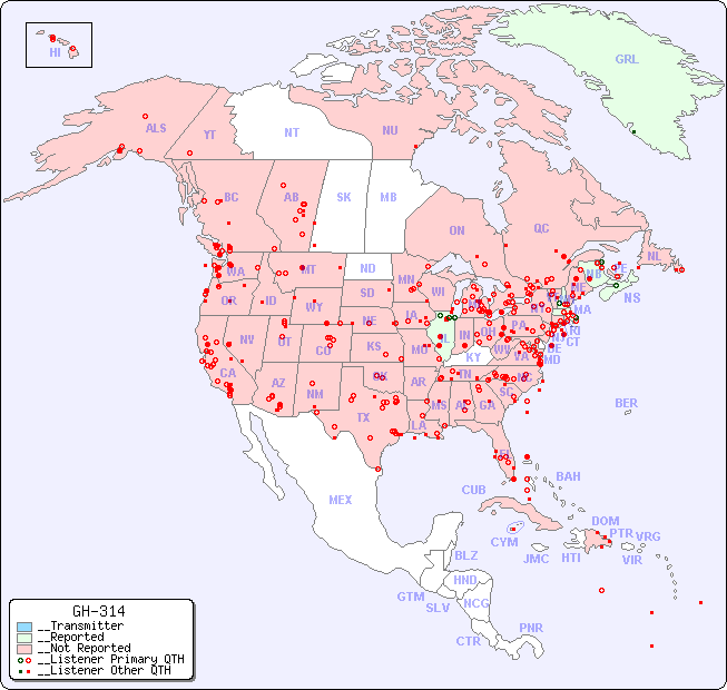 __North American Reception Map for GH-314