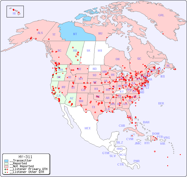 __North American Reception Map for HY-311