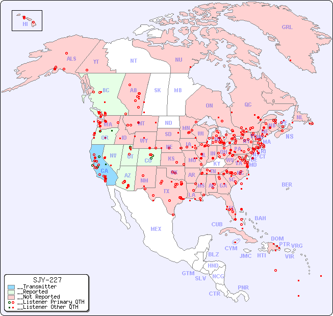 __North American Reception Map for SJY-227
