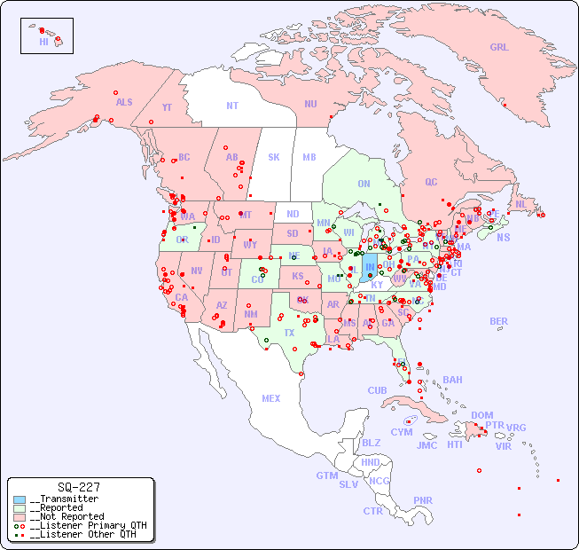 __North American Reception Map for SQ-227