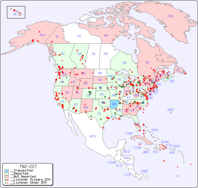 __North American Reception Map for TNZ-227