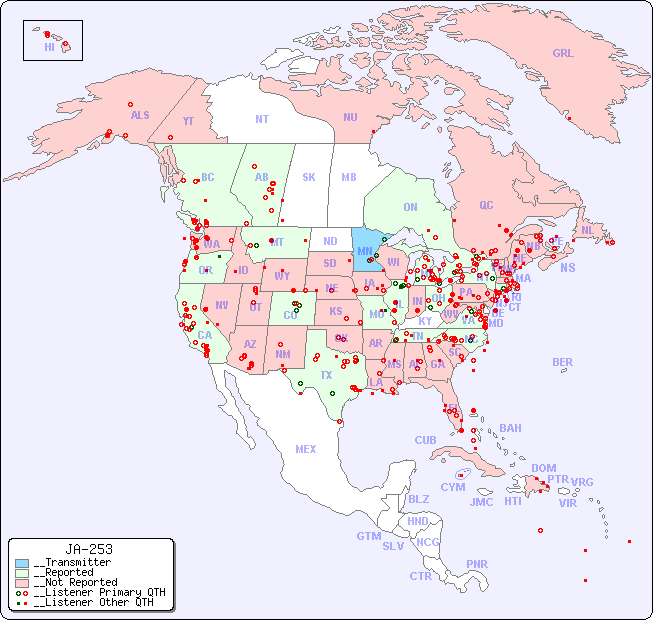 __North American Reception Map for JA-253