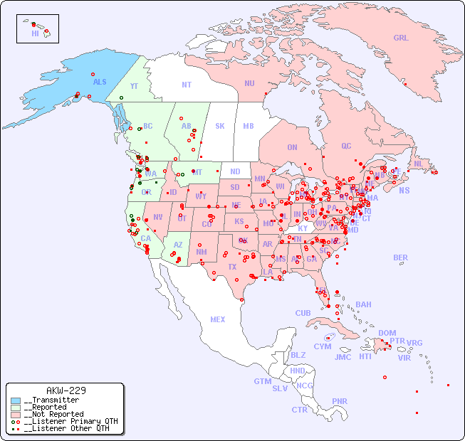 __North American Reception Map for AKW-229