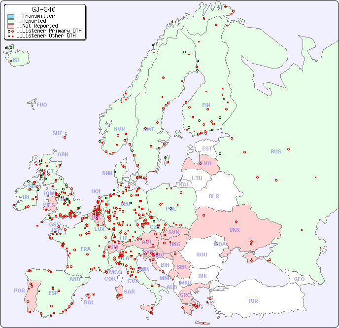 __European Reception Map for GJ-340