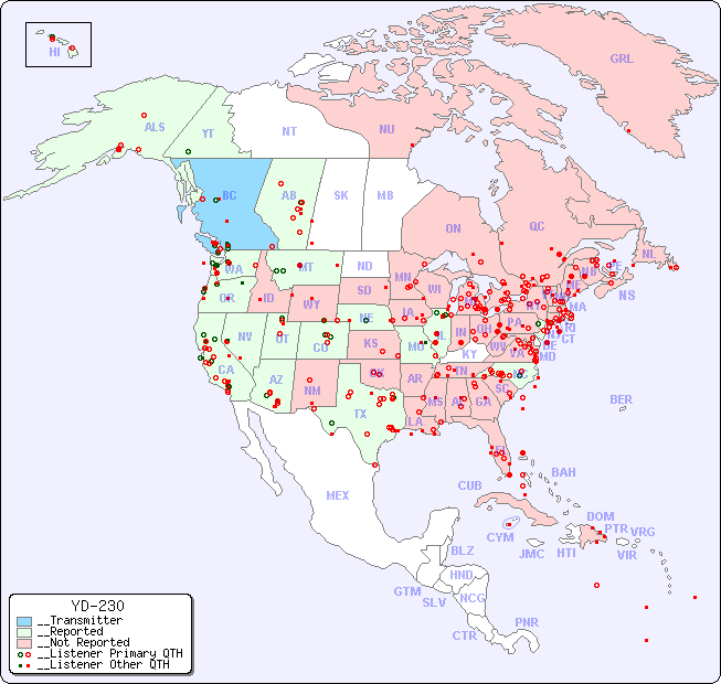 __North American Reception Map for YD-230