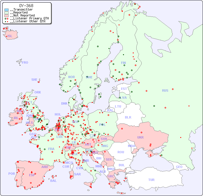__European Reception Map for OY-368