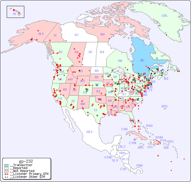__North American Reception Map for gp-232