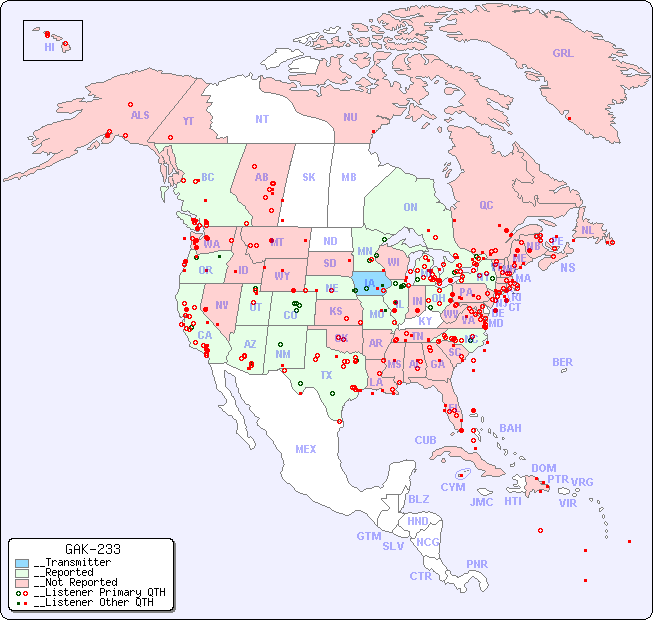 __North American Reception Map for GAK-233