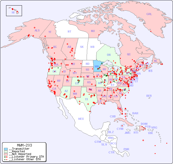 __North American Reception Map for MWM-203