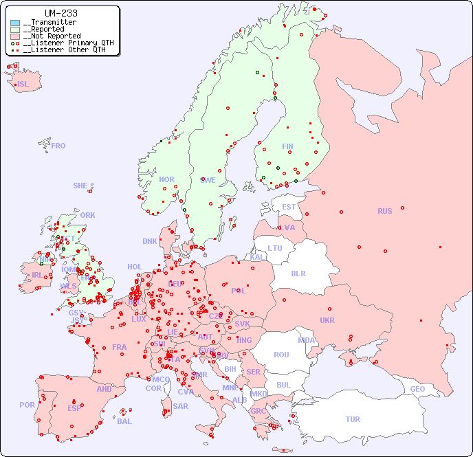 __European Reception Map for UM-233