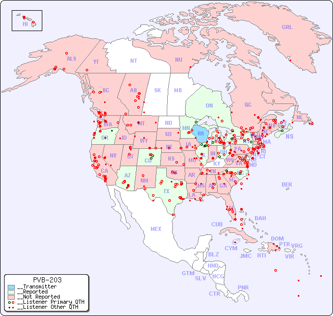 __North American Reception Map for PVB-203