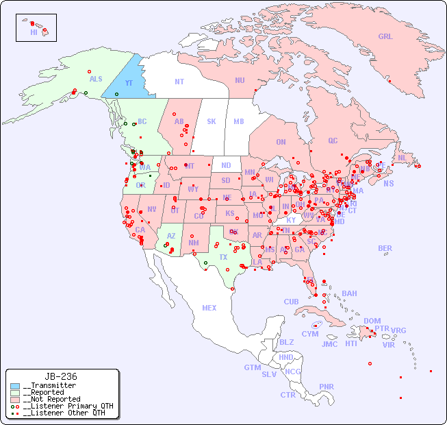 __North American Reception Map for JB-236