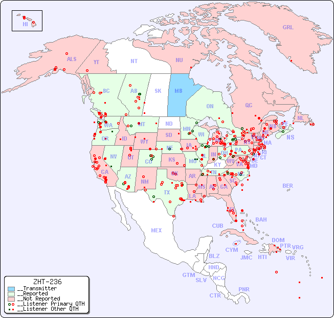 __North American Reception Map for ZHT-236