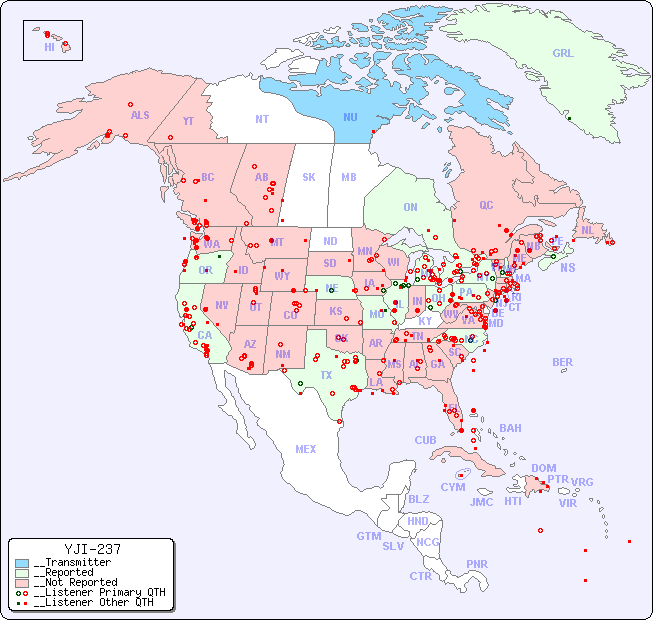 __North American Reception Map for YJI-237