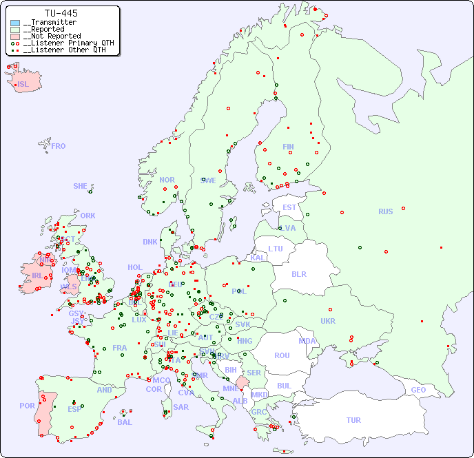 __European Reception Map for TU-445