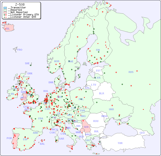 __European Reception Map for Z-508